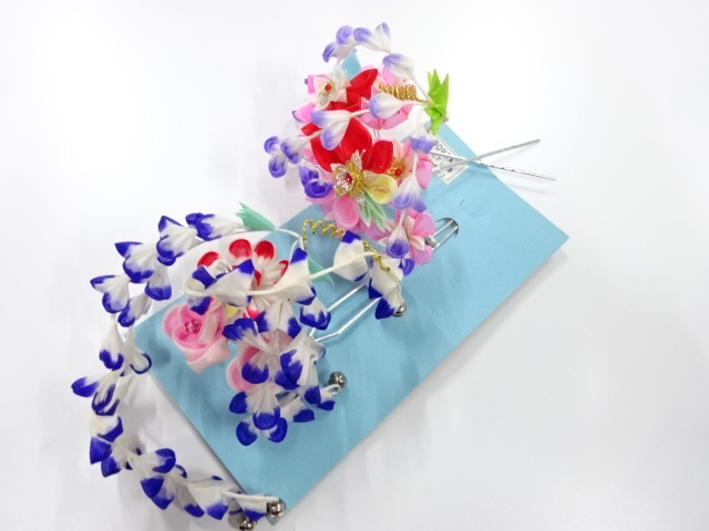 JAPANESE KIMONO / ANTIQUE PINCHED WORK HAIR ACCESSORY SET